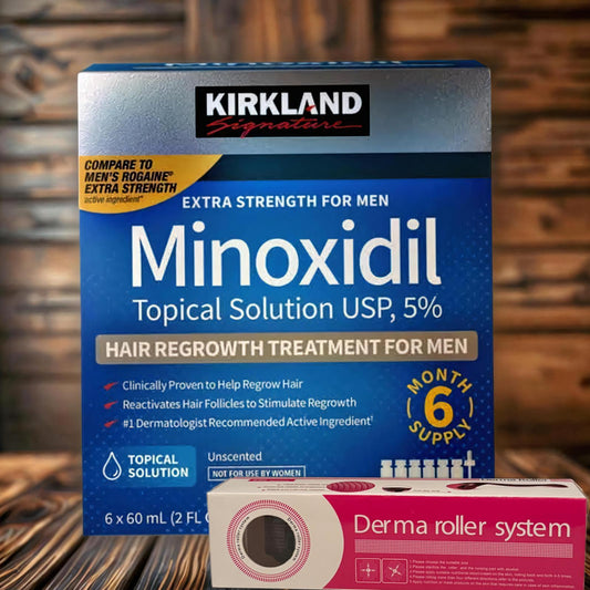 Minoxidil Kirkland Loción 5% 6 + Dermaroller